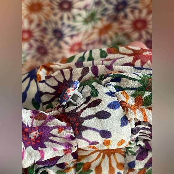 Saloni Franca Silk Floral Print Resort Mini Wrap Dress - Size 4 - Picture 5 of 9